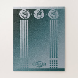 Blauwgroen Art nouveau, Charles Mackintosh, ontwer Legpuzzel