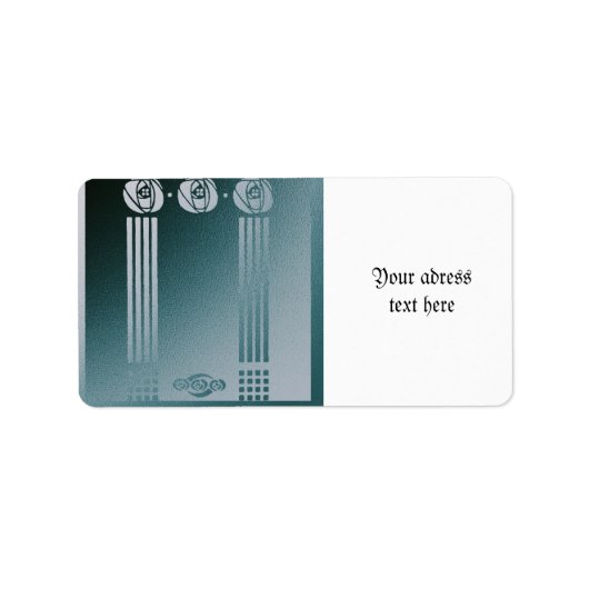 Blauwgroen Art nouveau, Ronnie C Mackintosh, roos Etiket (Voorkant)