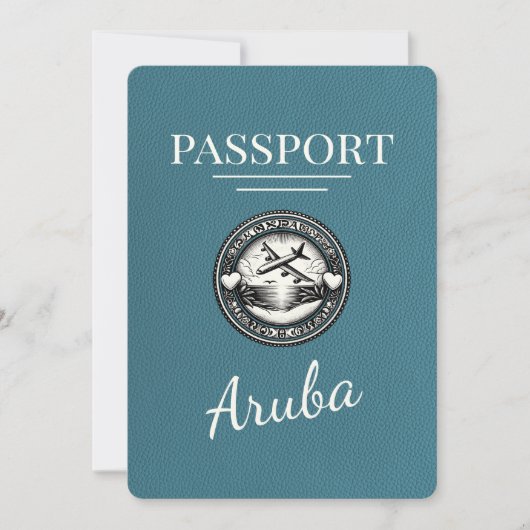Blauwgroen Aruba paspoort Bewaar de datum Save The Date (Voorkant)