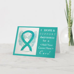 Blauwgroen Awareness Ribbon Custom Want Angel-kaar Kaart