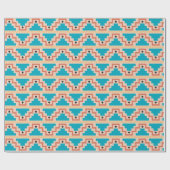 Blauwgroen Aztec-patroon Cadeaupapier (Vlak)