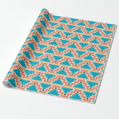 Blauwgroen Aztec-patroon Cadeaupapier (Uitgerold)