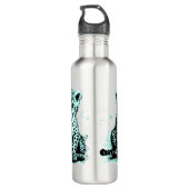 Blauwgroen Baby Cheetah Kindernaam Waterfles (Achterkant)