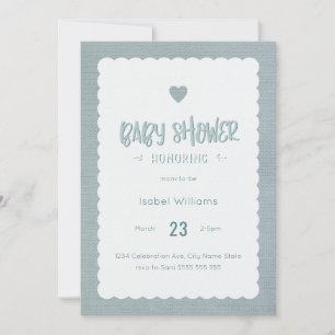 Blauwgroen Baby shower-invitatie voor bellappen -  Aankondiging