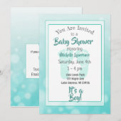 Blauwgroen Baby shower Kaart (Voorkant / Achterkant)