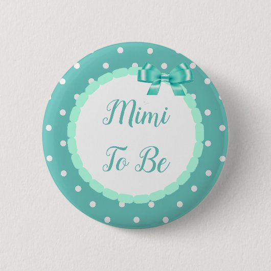 Blauwgroen Baby shower Mimi Ronde Button 5,7 Cm (Voorkant)