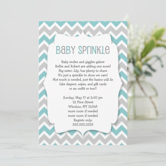Blauwgroen Baby Sprinkle / neutraal gender baby sh Kaart (Staand voorkant)