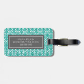 Blauwgroen Bagagelabel voor aangepaste damesmonogr (Achterkant horizontaal)