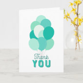 Blauwgroen ballonnen Dank u Kaart (Gele Bloem)