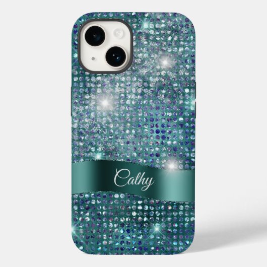 Blauwgroen banner Sparkle Blue Gem Glam Case-Mate iPhone Case (Achterkant)