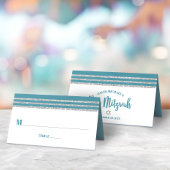 Blauwgroen Bar Mitzvah Silver Tallit Script Modern