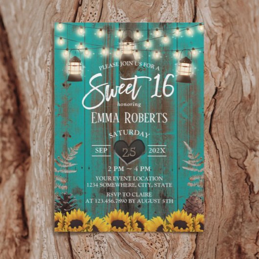 Blauwgroen Barn Sweet 16 Kaart