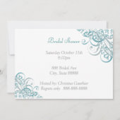 Blauwgroen Baroque Swirls Bridal Shower Kaart (Achterkant)