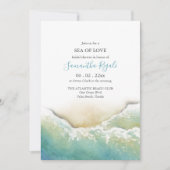 Blauwgroen Beach Bruids Douche Uitnodigingen | kus (Voorkant)