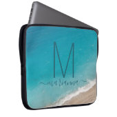 Blauwgroen beach Ocean Waves Laptop Sleeve (Voorkant Rechts)