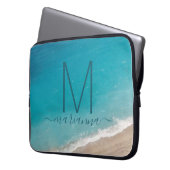 Blauwgroen beach Ocean Waves Laptop Sleeve (Voorkant Links)