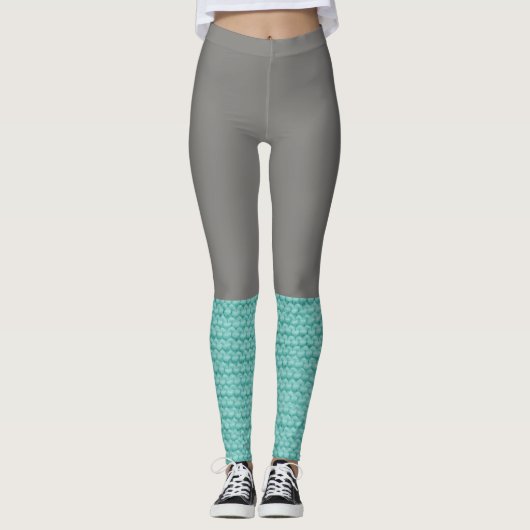 Blauwgroen Beenwarmer Blauw Grijs Leggings Sokken (Voorkant)