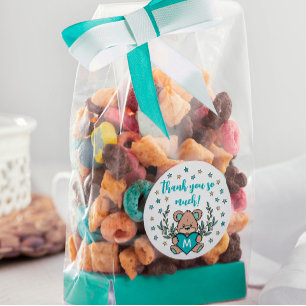 Blauwgroen Beer van het Hart Gewaardeerd Baby show Ronde Sticker