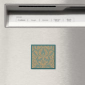 Blauwgroen Beige Damask Magnet Magneet (Insitu (Vaatwasser))