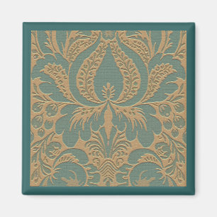 Blauwgroen Beige Damask Magnet Magneet