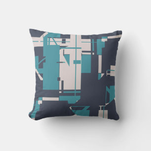 Blauwgroen beige kolen Geometrisch Abstract Ontwer Kussen