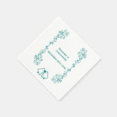 Blauwgroen Bells Scrollwork bruiloft receptie Servet (Hoek)