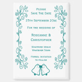 Blauwgroen Bells Scrollwork Design Wedding Sla de  Magneet (Voorkant)