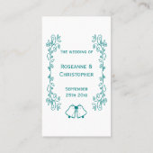 Blauwgroen Bells Scrollwork Ontwerp Wedding Plaatskaartje (Achterkant)