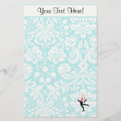 Blauwgroen beschadigheidspatroon IJsschaatsen Briefpapier (Voorkant)