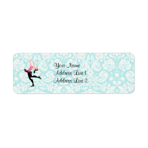 Blauwgroen beschadigheidspatroon IJsschaatsen Etiket