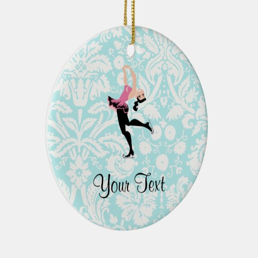 Blauwgroen beschadigheidspatroon IJsschaatsen Keramisch Ornament (Rechts)