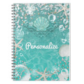 Blauwgroen Betoverd Zee Zeesterren & Bubbels Ocean Notitieboek (Voorkant)