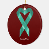 Blauwgroen bewustmakingslint (aanpasbaar) keramisch ornament (Links)