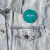 Blauwgroen bewustmakingslint Believe Button (In situ)