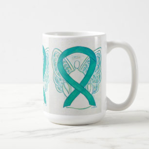 Blauwgroen bewustzijn Ribbon Angel Art Mok