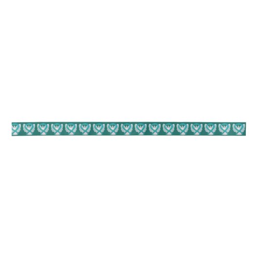 Blauwgroen bewustzijn Ribbon Angels Custom Art Des Lint (Voorkant)