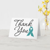 Blauwgroen Bewustzijnslint Dank u Kaart (Gele Bloem)