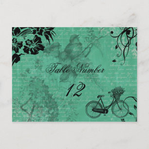  Blauwgroen Bicycle Table Number Briefkaart