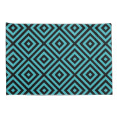 Blauwgroen Black Diamond Pattern Kussensloop (Achterkant-Rechts)