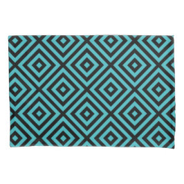 Blauwgroen Black Diamond Pattern Kussensloop