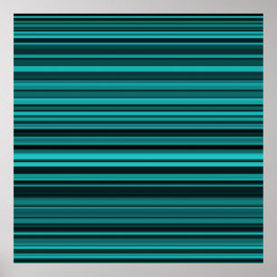 Blauwgroen Black Stripes Poster