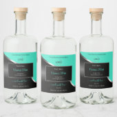 Blauwgroen Black Wavy Silver met Logo-productetike Likeurfles Etiket (Flessen)