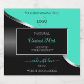 Blauwgroen Black Wavy Silver met Logo-productetike Likeurfles Etiket (Enkel label)