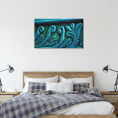 Blauwgroen bladeren canvas afdruk (Insitu (Slaapkamer))