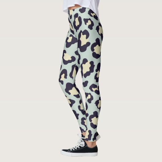 Blauwgroen bladzijdeafdruk leggings (Links)