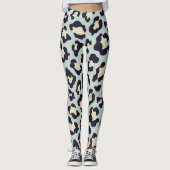 Blauwgroen bladzijdeafdruk leggings (Voorkant)