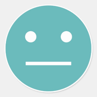 Blauwgroen blanco gezicht emoji ronde sticker