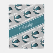 blauwgroen blanke meisjes Ik hou van basketbalkame Fleece Deken (Voorkant)