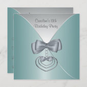 Blauwgroen blauw 13e verjaardagsfeest Elegante Uit Kaart (Voorkant / Achterkant)