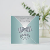 Blauwgroen blauw 13e verjaardagsfeest Elegante Uit Kaart (Staand voorkant)